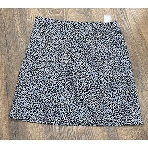 LOFT Leopard Cheetah Print Black/Gray Blue Lined Mini Skirt Women’s 6 NEW W TAGS